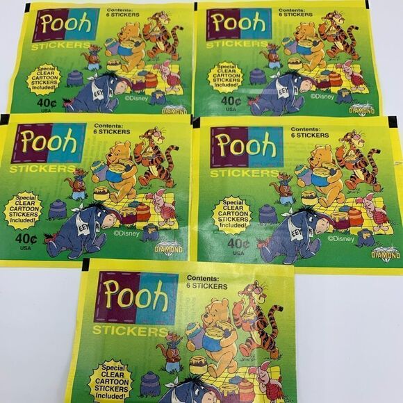 Disney Winnie the Pooh Pack of 6 Vintage Stickers Made in Italy by Diamono - Picture 2 of 9